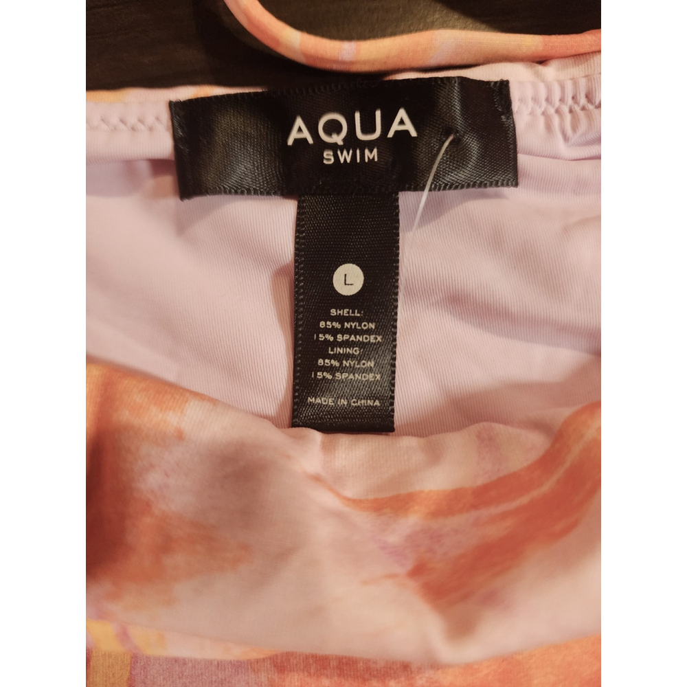 Aqua One piece Swimsuit Bathing Suit LARGE Pink Orange Yellow Swirl - Picture 9 of 16